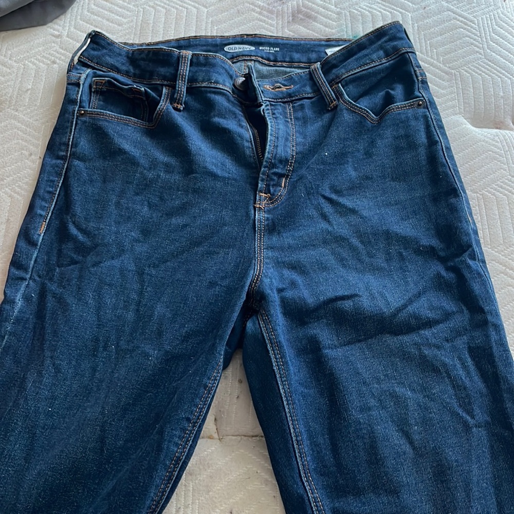 Old Navy High Rise Dark Blue Denim Micro-flare pants